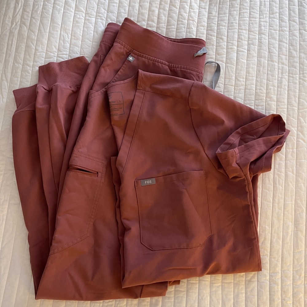 FIGS mauve scrubs size large top and large bottom. Like new.
